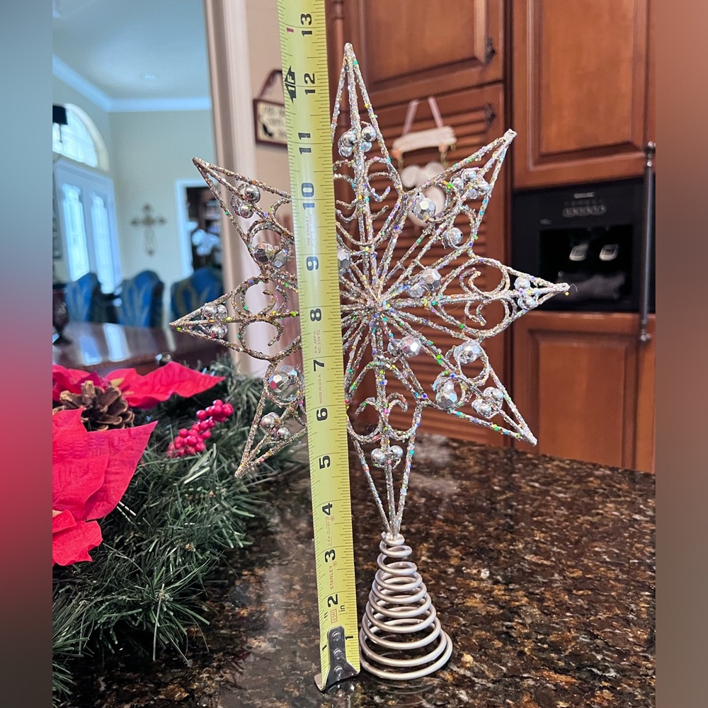 Elegant Sparkly Glitter Embellished Star Tree Topper - Picture 3 of 5